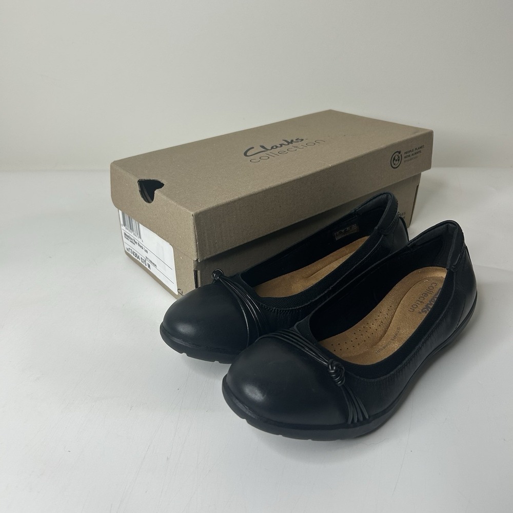 Clarks Black Leather Ballet Flats